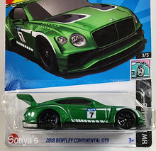 Load image into Gallery viewer, Hot Wheels Green 2018 Bentley Continental GT3 2022
