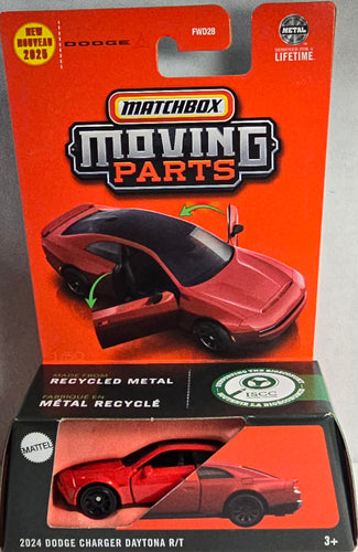Matchbox 2024 Dodge Charger Daytona R/T toy car in packaging with orange background