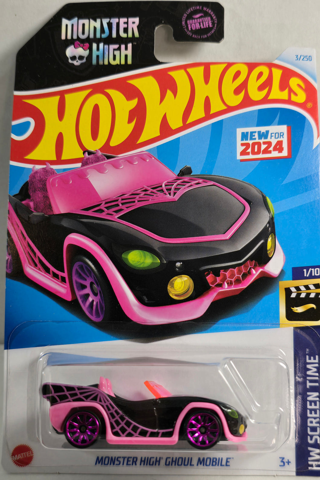 Hot Wheels Pink & Black Monster High Ghoul Mobile 2024