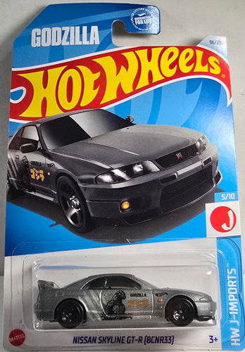 Hot Wheels Godzilla Nissan Skyline GT-R toy car in packaging