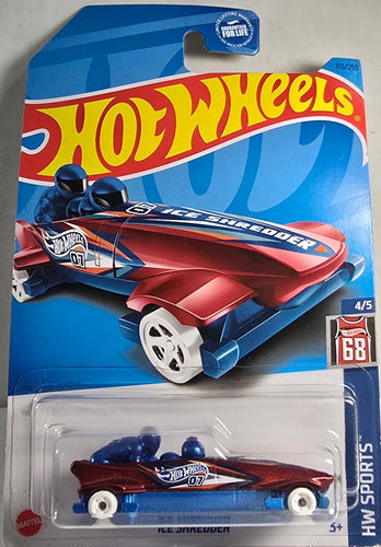 Hot Wheels Ice Shredder toy car in packaging with blue and red design