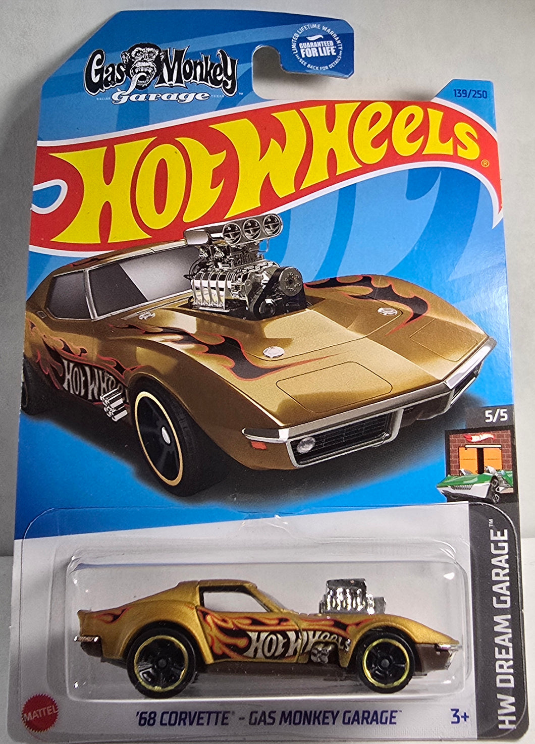 Hot Wheels '68 Corvette Gas Monkey Garage toy car in packaging